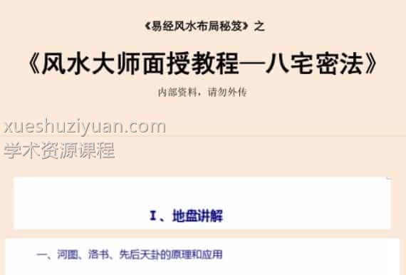 易经风水布局秘笈之《风水大师面授教程—八宅密法》插图